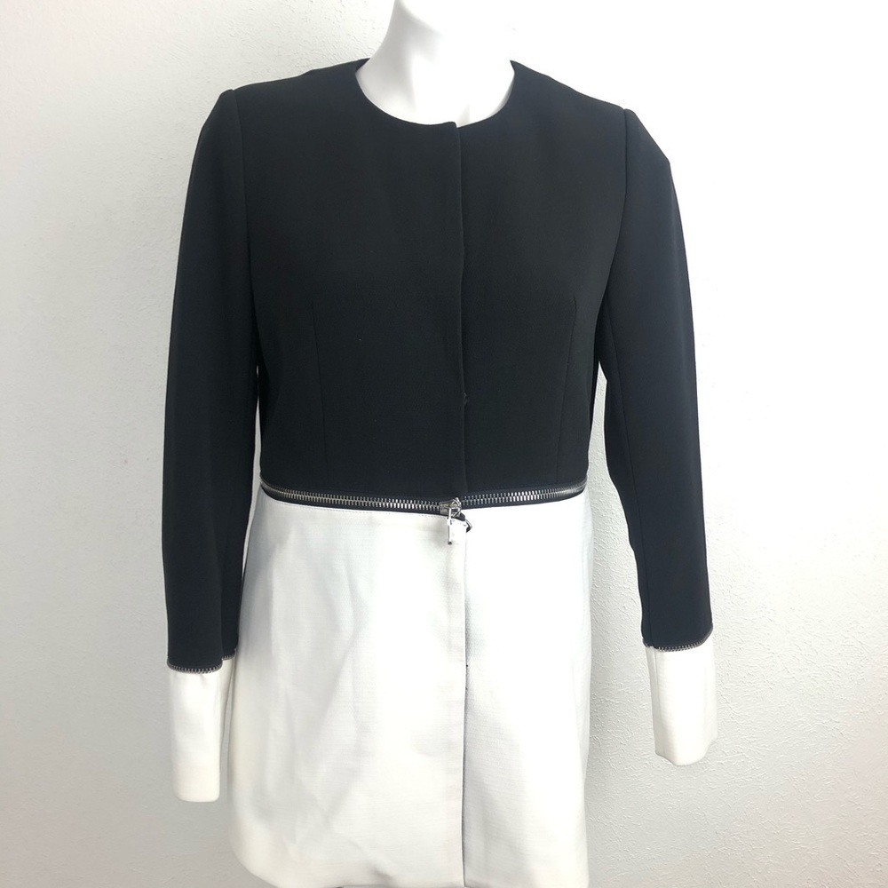 Luii Zippered Linen Black and Cream Two Length Jacket Size Small